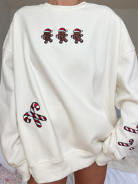 Ivory Gingerbread Recipe Christmas Embroider Sweatshirt
