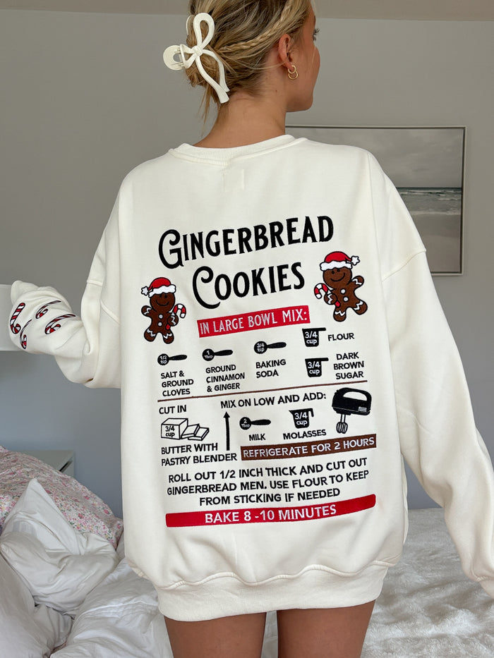Ivory Gingerbread Recipe Christmas Embroider Sweatshirt
