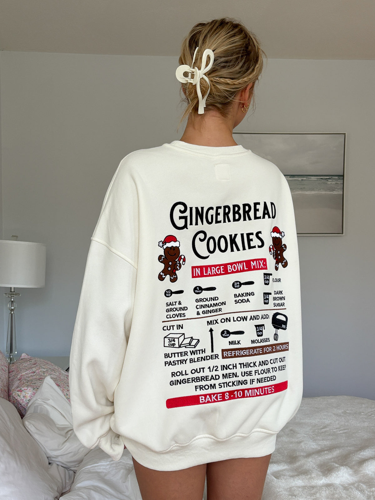 Ivory Gingerbread Recipe Christmas Embroider Sweatshirt