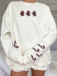 Ivory Gingerbread Recipe Christmas Embroider Sweatshirt