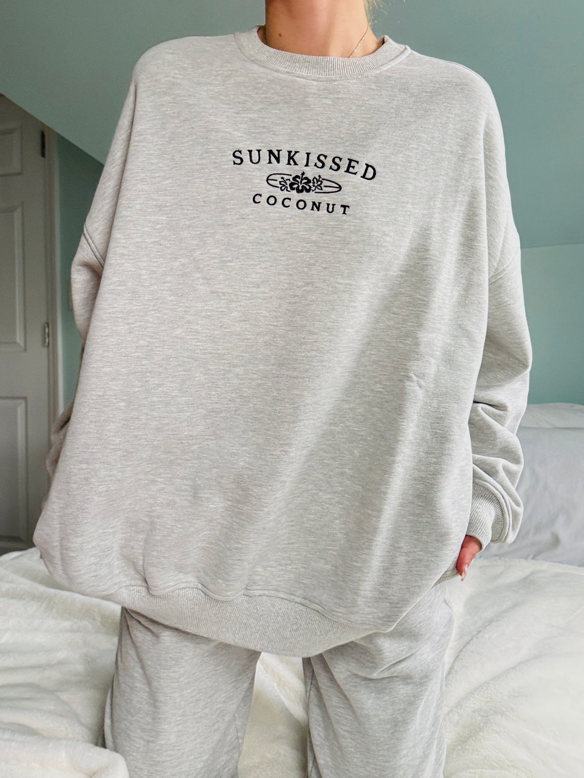 Afternoon Grey Sunkissedcoconut Embroider Sweatshirt