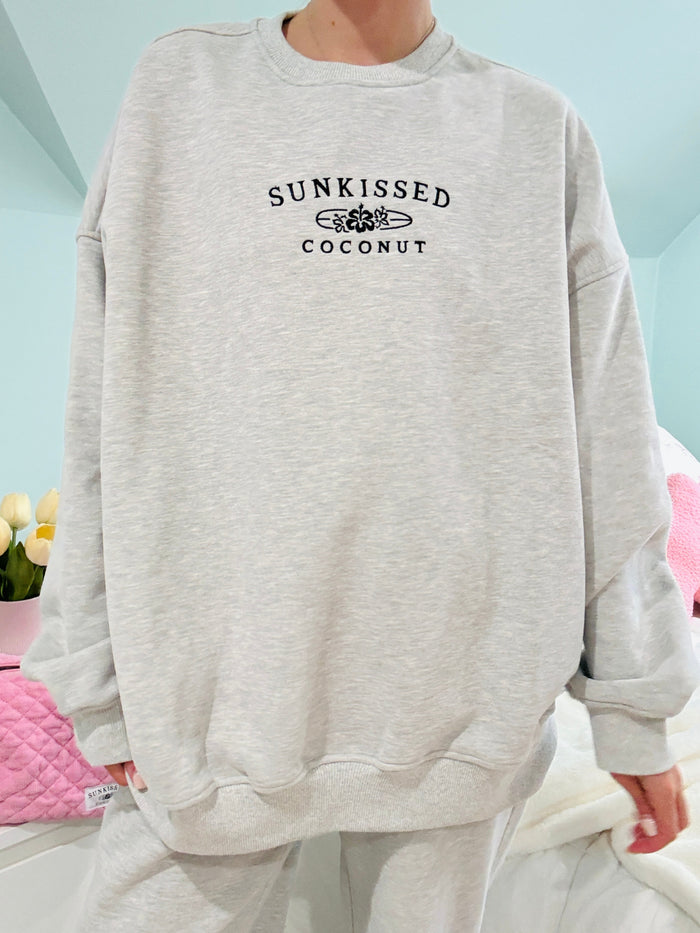 Afternoon Grey Sunkissedcoconut Embroider Sweatshirt