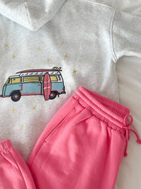 Pearl Grey Embroider Van Star Hoodie