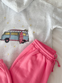 Pearl Grey Embroider Van Star Hoodie