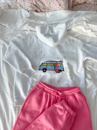 Pearl Grey Embroider Van Star Hoodie