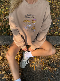 Cappuccino Autumn Fall Bucket List Embroidered Sweatshirt