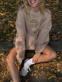 Cappuccino Autumn Fall Bucket List Embroidered Sweatshirt