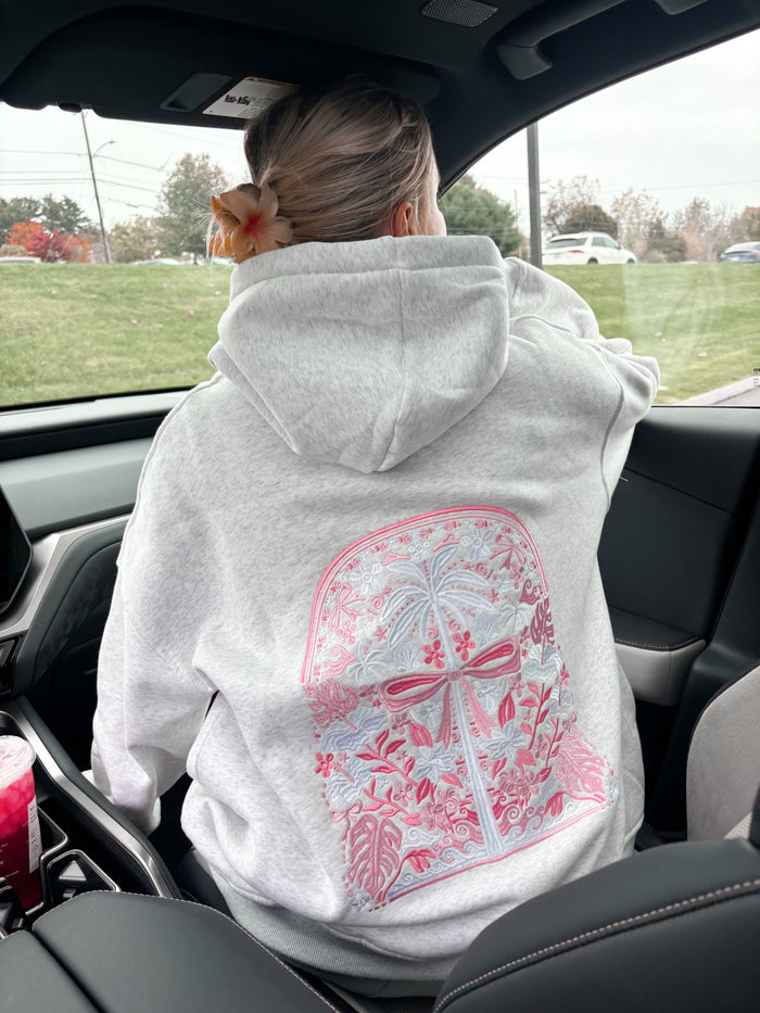 Pearl Grey Tropical Palms Hoodie