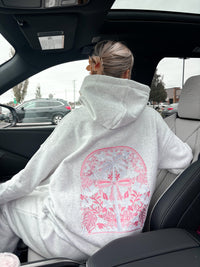 Pearl Grey Tropical Palms Hoodie