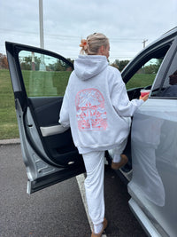 Pearl Grey Tropical Palms Hoodie