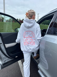 Pearl Grey Tropical Palms Hoodie