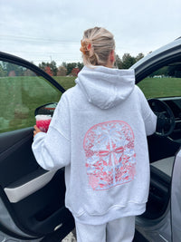 Pearl Grey Tropical Palms Hoodie