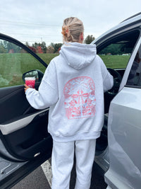 Pearl Grey Tropical Palms Hoodie