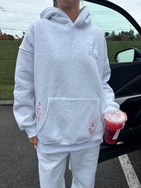 Pearl Grey Tropical Palms Hoodie