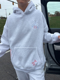 Pearl Grey Tropical Palms Hoodie