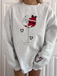 Tipsy Santa Christmas Embroidered Sweatshirt