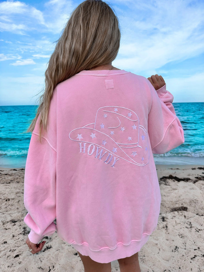 HOWDY COWGIRL EMBROIDER SWEATSHIRT - Sunkissedcoconut
