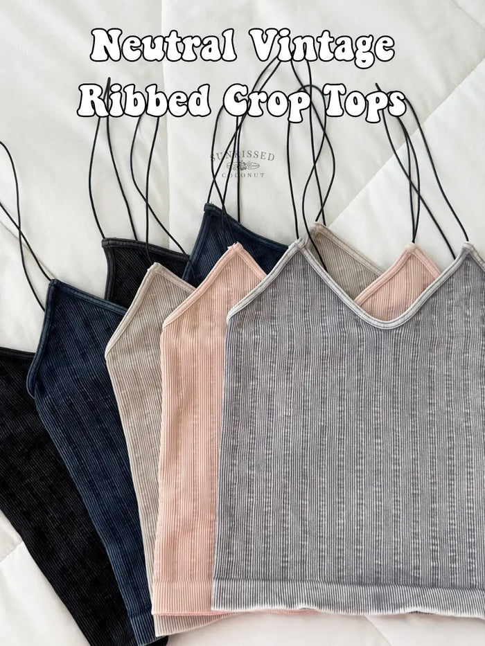 NEUTRAL VINTAGE RIBBED SEAMLESS TANKTOPS - Sunkissedcoconut
