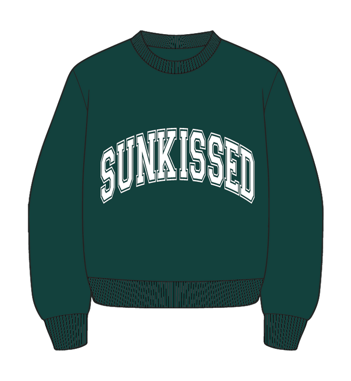 Winter Green Sunkissed Varsity Embroider Sweatshirt