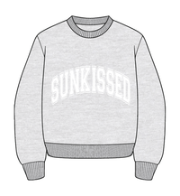 Pearl Grey and White Thread Sunkissed Varsity Embroider Sweatshirt