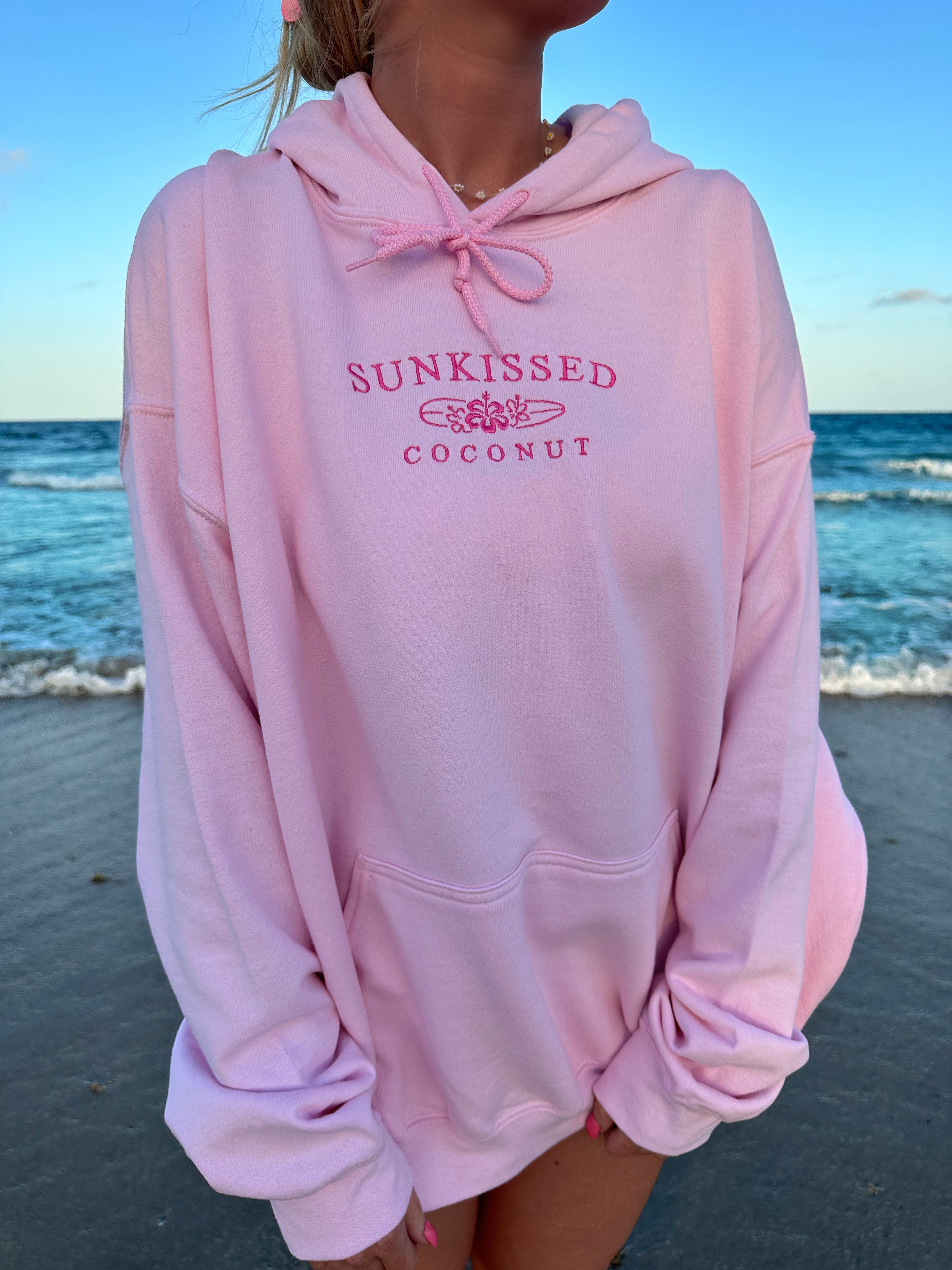 Light Pink Embroider Sunkissedcoconut Hoodie