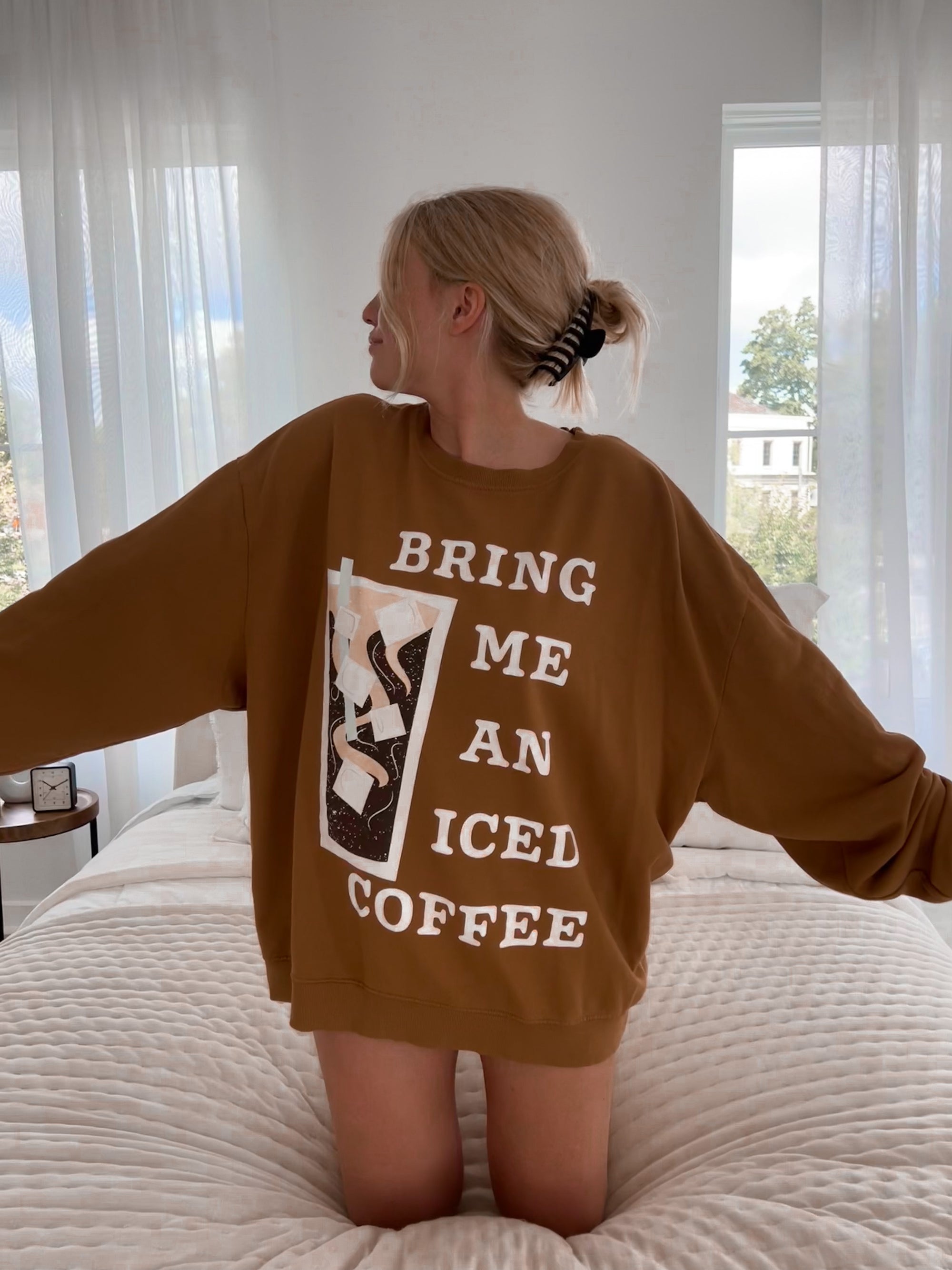 Bring Me An Iced Coffee Hazelnut Lightweight Sweatshirt - Sunkissedcoconut