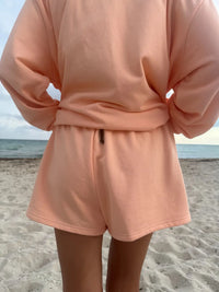 Papaya Orange Embroidered Sweat Shorts 100% Cotton