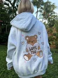 Teddy Bear Embroider Valentines Day Hoodie