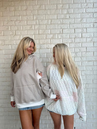 Brown and White Big Striped Hoodie
