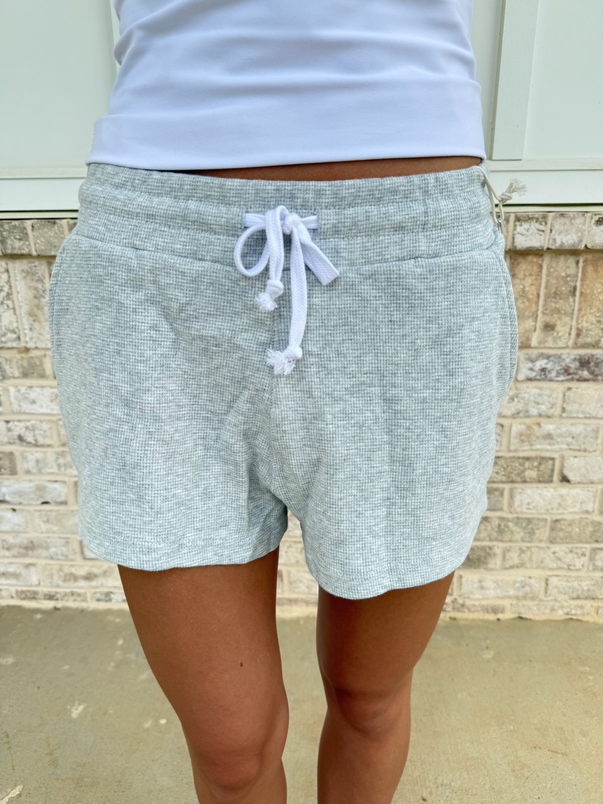 Grey Waffle Knit Shorts