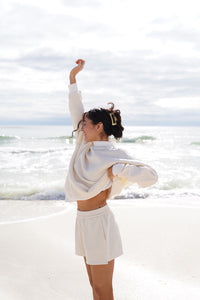 Baby Yellow and White Big Striped Shorts