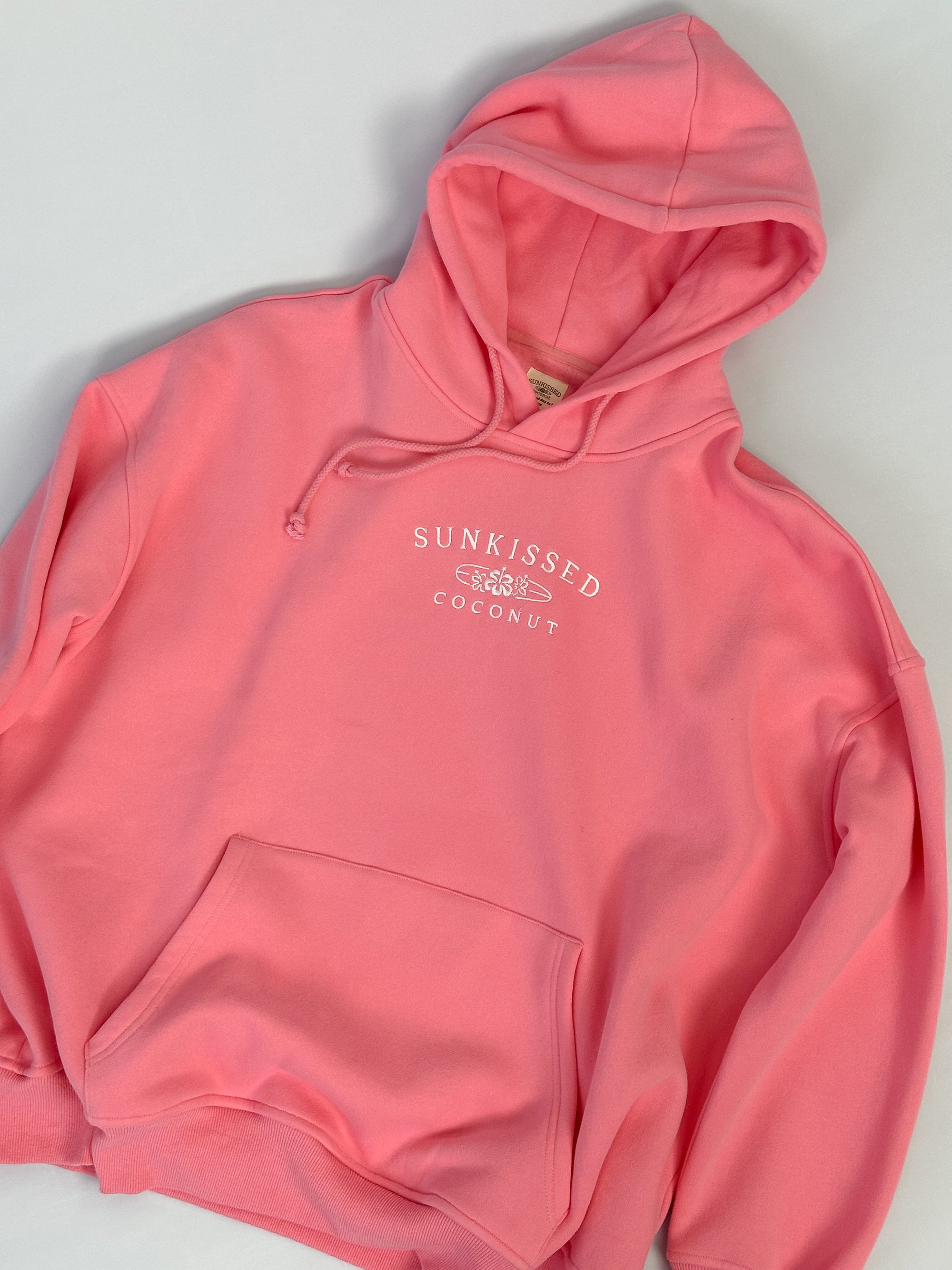 Hibiscus Pink Sunkissedcoconut Logo Embroider Hoodie