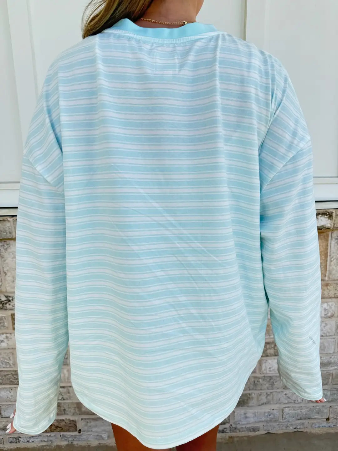 Italian Blue Billie Striped Loungewear Long Sleeve Top