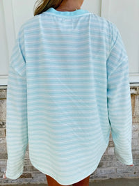 Italian Blue Billie Striped Loungewear Long Sleeve Top