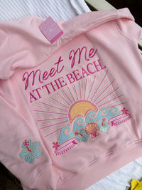 Meet Me At The Beach Sunset Embroidered Hoodie