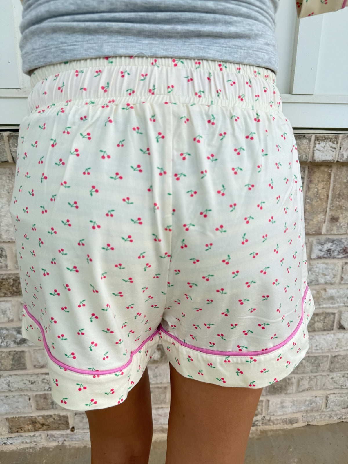 Cherries All Over Pajama Shorts