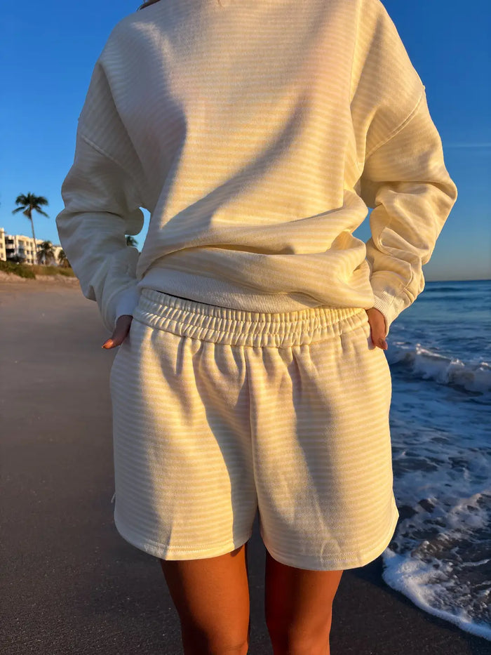 Baby Yellow and White Big Striped Shorts