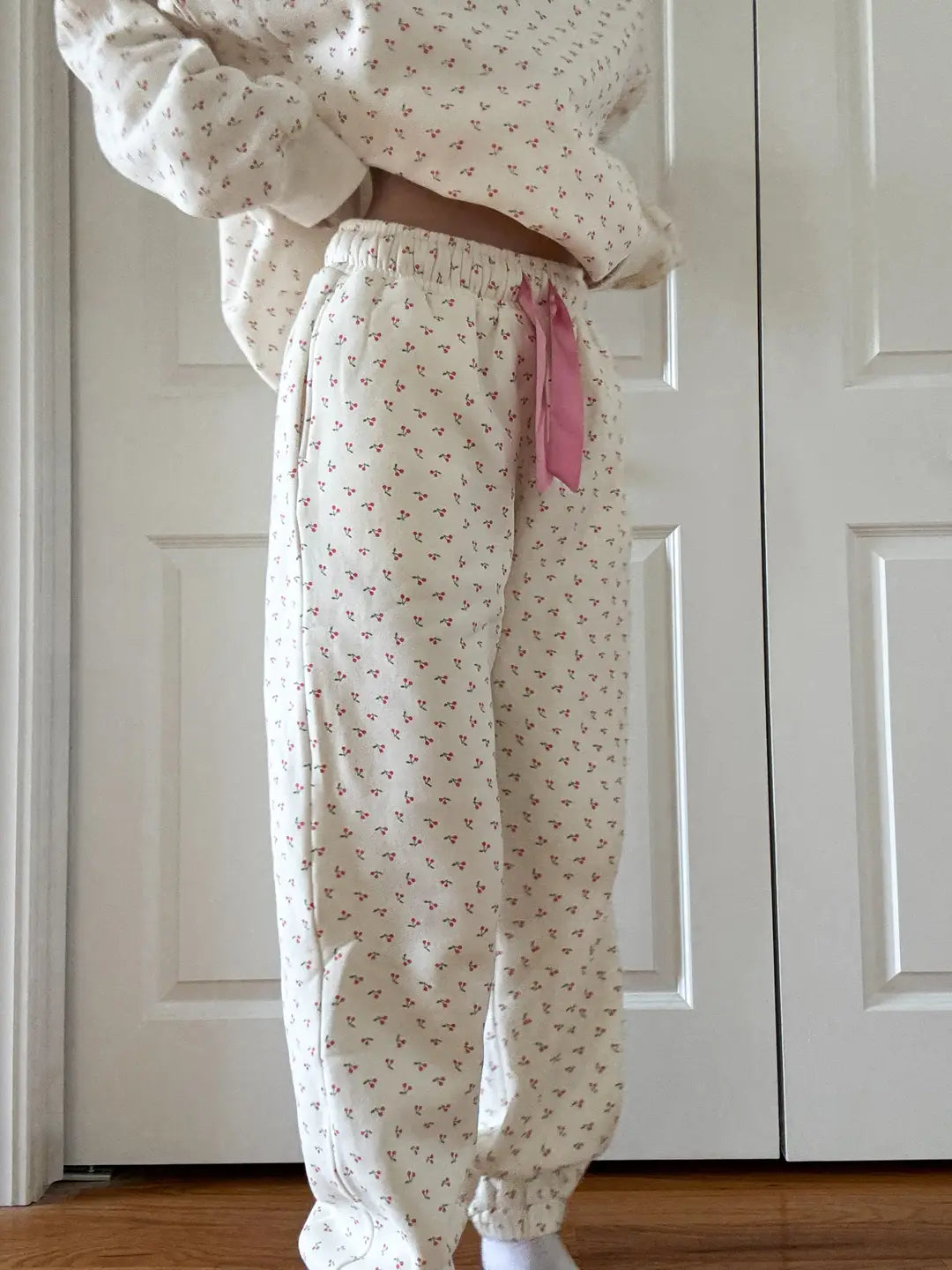 Blank Ivory Cherries All Over Jogger Sweatpants