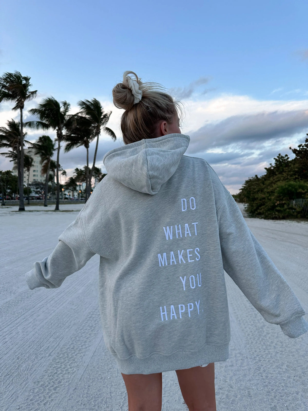 Afternoon Grey Do What Makes You Happy Embroider Hoodie