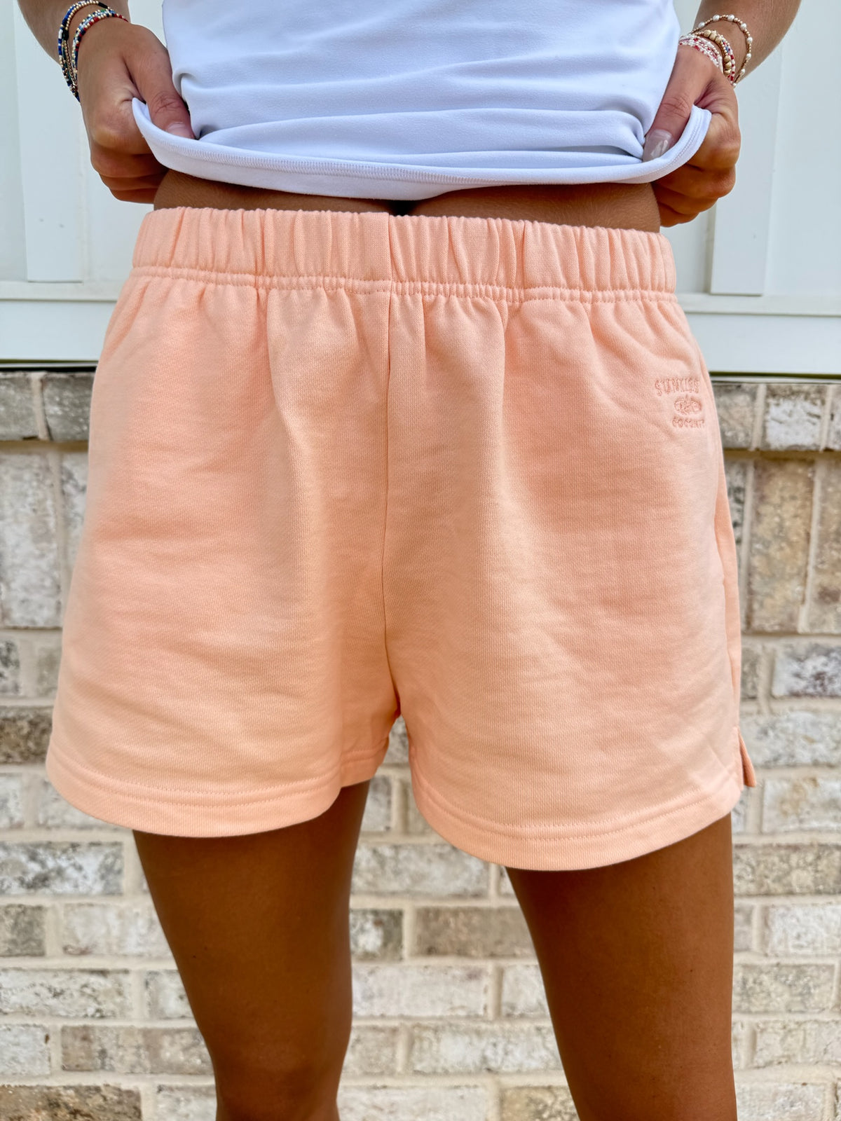 Sunkissedcoconut Embroidered Sweat Shorts 100% Cotton