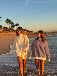 Dark Navy Blue and White Big Striped Mockneck Sweatshirt