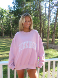 Sunkissed Collegiate Embroider Oversized Crewneck Sweatshirt