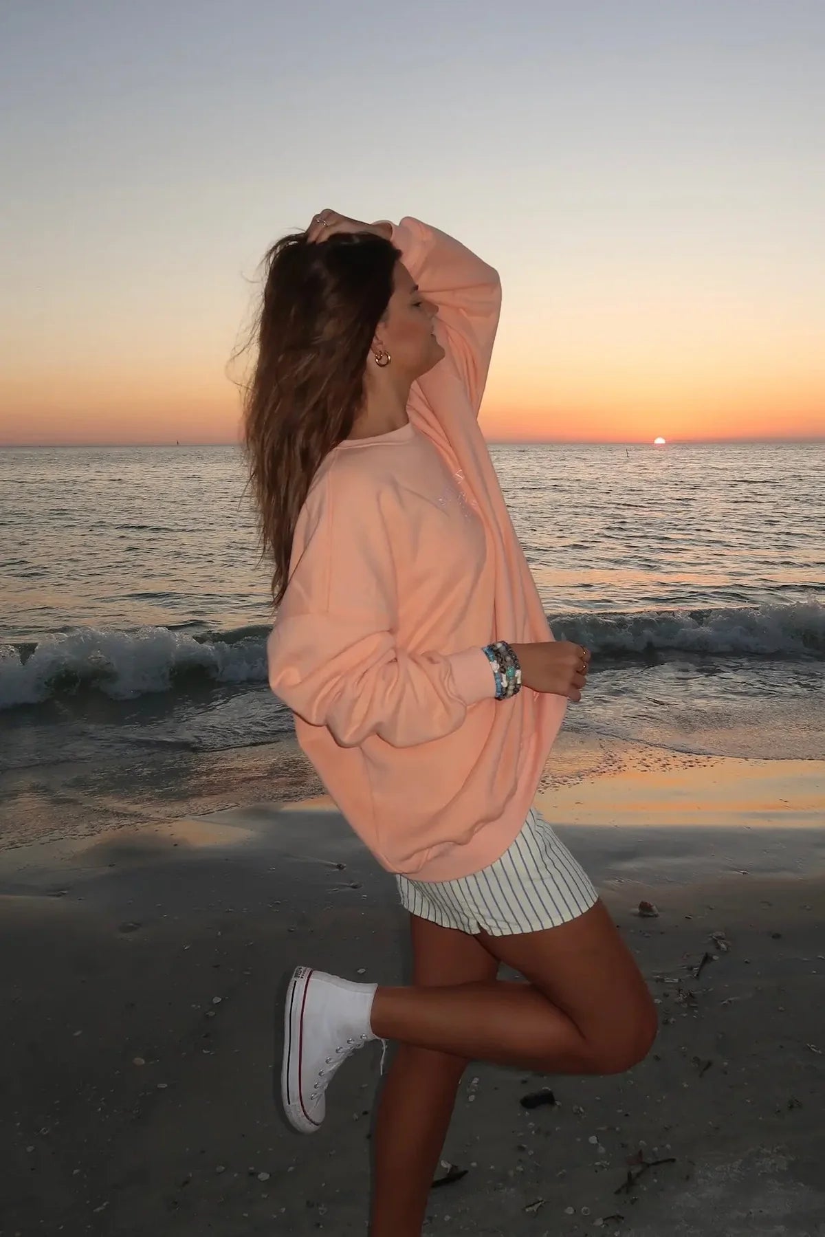 Sunkissedcoconut Embroider Oversized Crewneck Sweatshirt