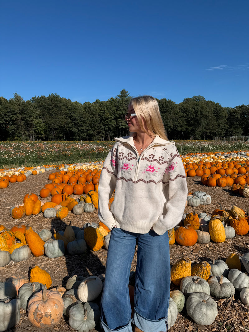 Creme Ginger Snap Quarter Zip Sweater