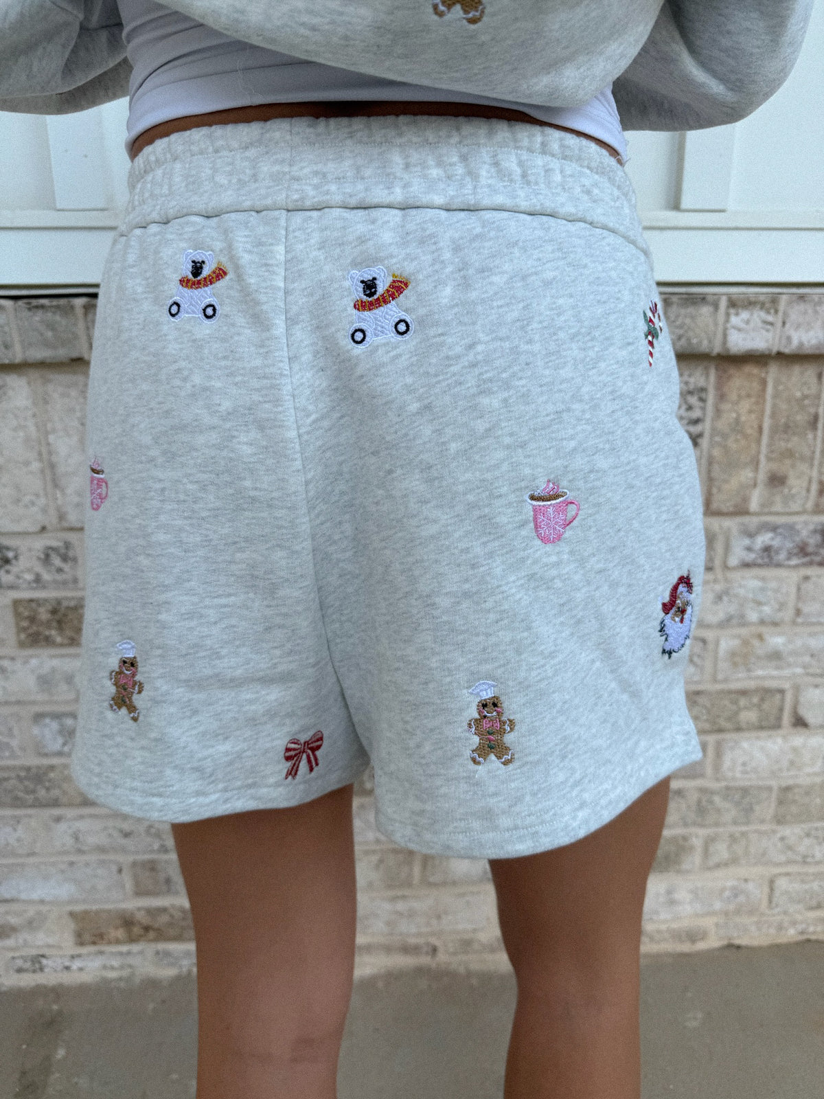 Christmas Symbols Embroidered Shorts 100% Cotton