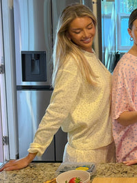 Lemon Floral Long Sleeve Pajama Top