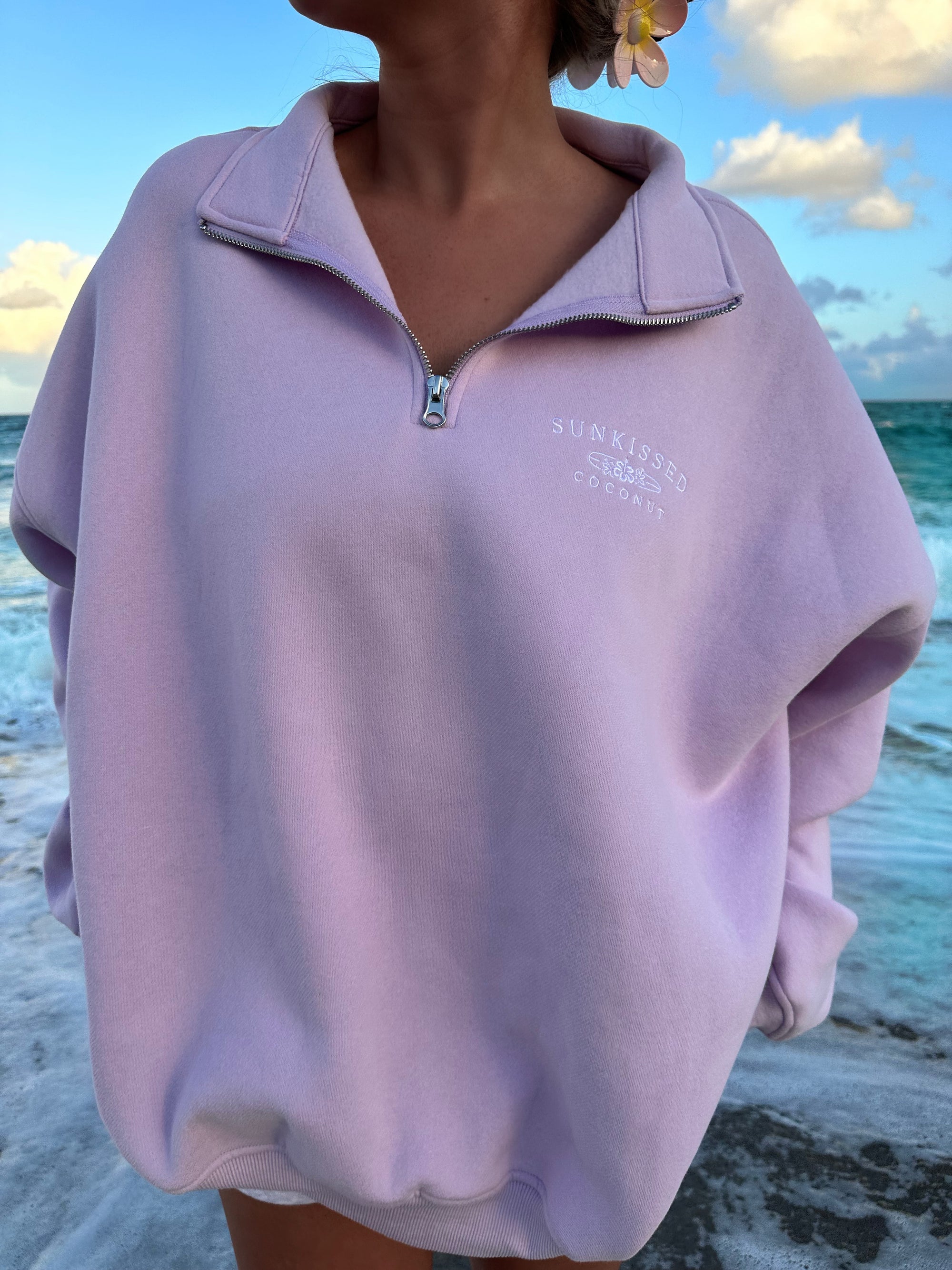 Frosty Lavender Quarter-Zip Sweatshirt