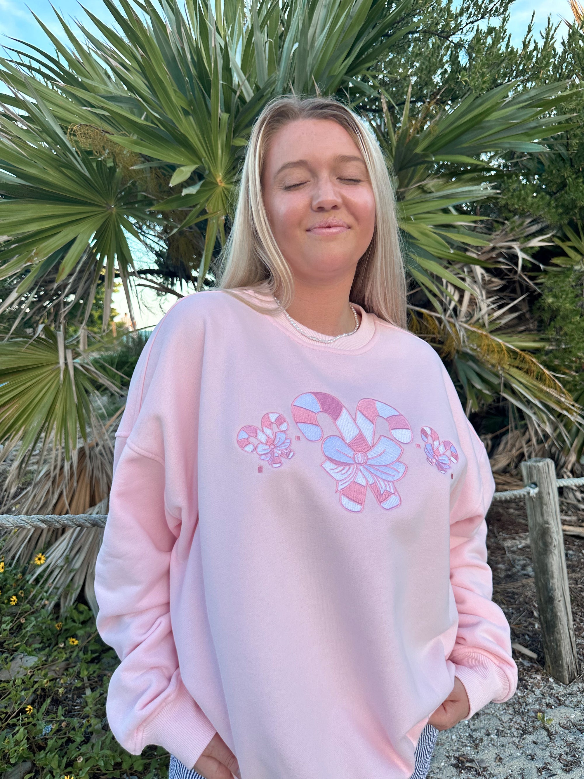 Light Pink Candy Cane Wonderland Sweatshirt