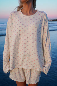 White American Flag Pajama Pattern Shorts