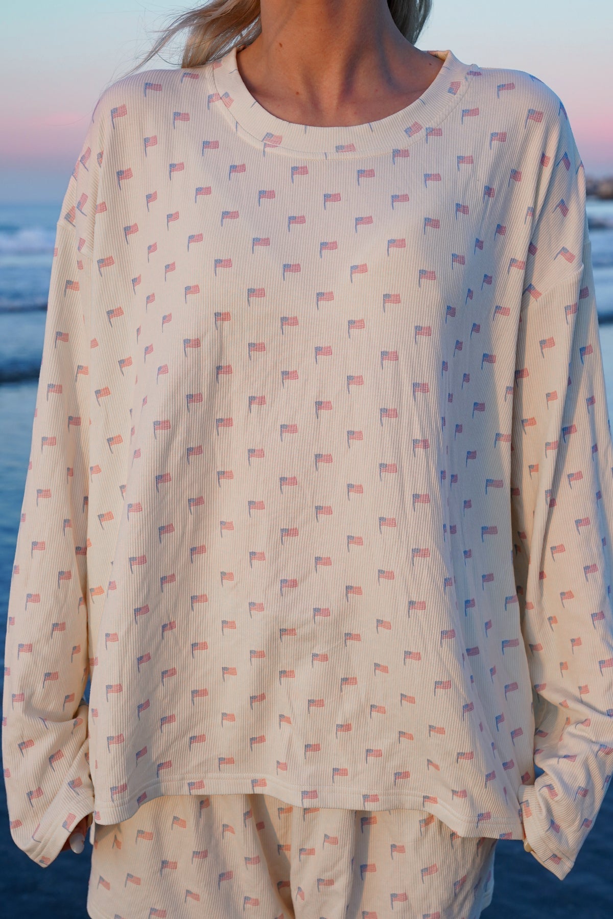 White American Flag Pajama Pattern Top